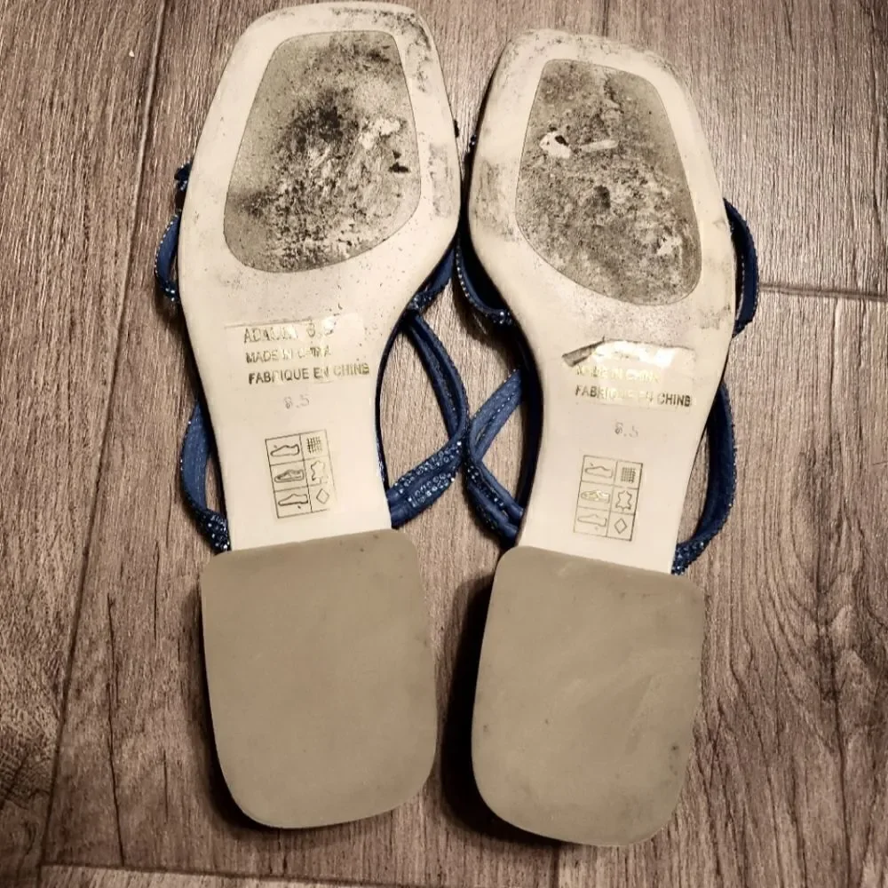 Jeffrey Campbell Sparkly Rhinestone   Kitten Heel Shoes Blue Size 6.5
